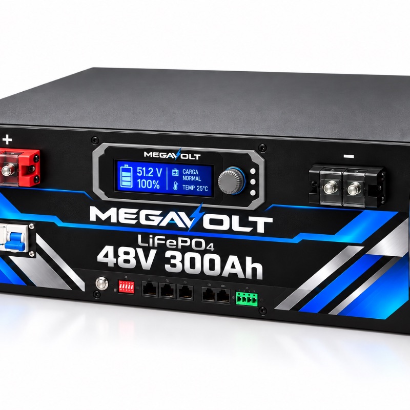 Bateria MegaVolt 48V 300Ah LiFePO4 Com Visor